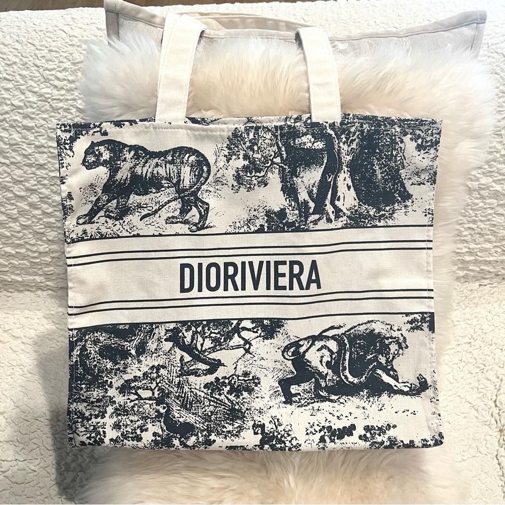 Dior Riviera Beauty Bag Cosmetic Canvas Tote Bag Dior VIP Tote - Picture 6 of 9